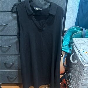 DKNY Classic Black V-Neck Dress